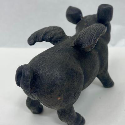 Antique Rustic & Whimsical Cast Iron Pig with Angel Wings