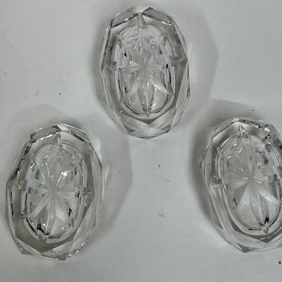 Lot of 3 vintage crystal oval salt bowls
