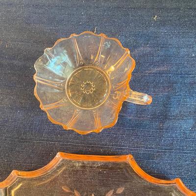 Pink Depression Glass Trivet Plate and More