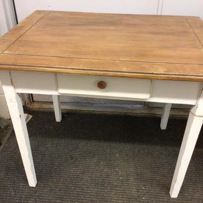 Wood Stained Top with White Painted Bottom Table