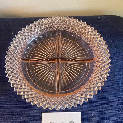 Vintage Pink Depression Glass Relish Tray