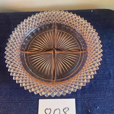 Vintage Pink Depression Glass Relish Tray