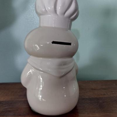 Pillsbury Doughboy Ceramic Coin Bank- 1988- Approx 8" Tall- Needs Plug