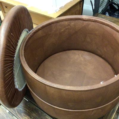 MCM Leather Round Foot Stool With Storeage.