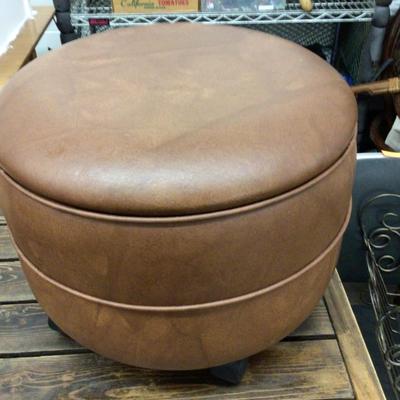 MCM Leather Round Foot Stool With Storeage.