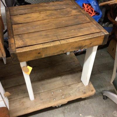 Wood Table Stained Top White Painted Bottom