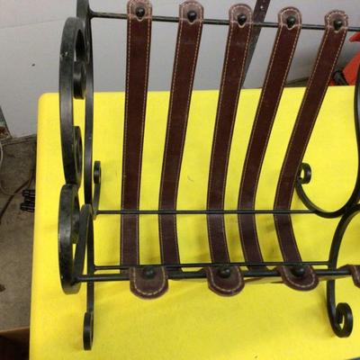 Metal and Leather Magazine Rack