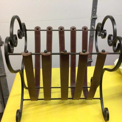 Metal and Leather Magazine Rack