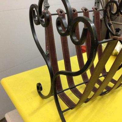 Metal and Leather Magazine Rack