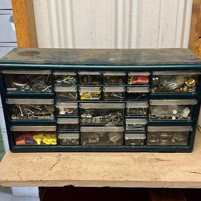 278 STORAGE BOX 22 DRAWERS ELECTRICAL PLUMPING PIECES.