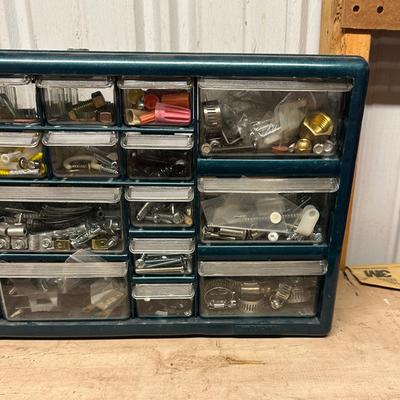 278 STORAGE BOX 22 DRAWERS ELECTRICAL PLUMPING PIECES.