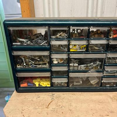 278 STORAGE BOX 22 DRAWERS ELECTRICAL PLUMPING PIECES.