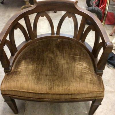 Great MCM Wood Brown Velvet Chair