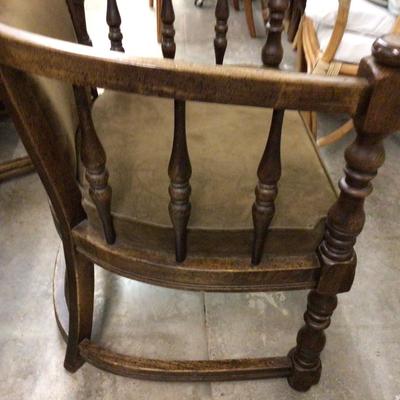 MCM Wood and Brown Velvet Chair