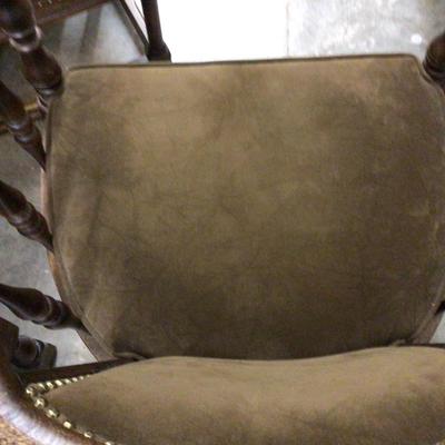 MCM Wood and Brown Velvet Chair