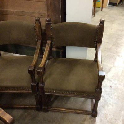 MCM Wood and brown Velvet With Brass Tacks Chair
