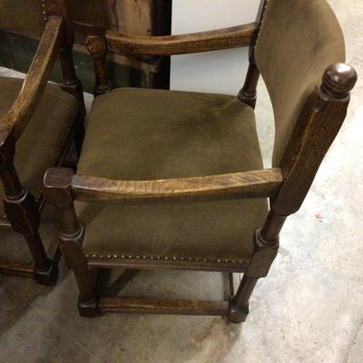 MCM Wood and brown Velvet With Brass Tacks Chair