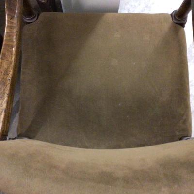 MCM Wood and brown Velvet With Brass Tacks Chair
