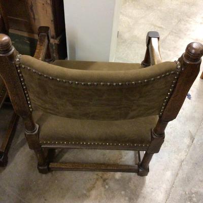 MCM Wood and brown Velvet With Brass Tacks Chair