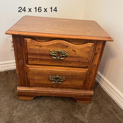 Wooden Two Drawer Night Stand