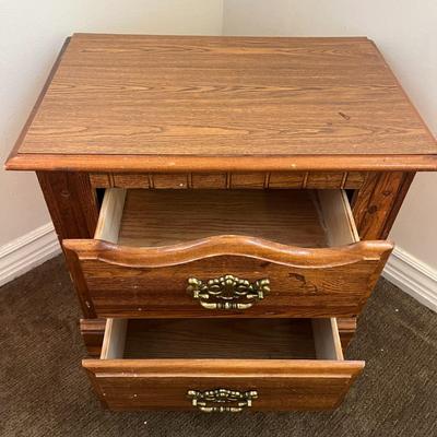 Wooden Two Drawer Night Stand