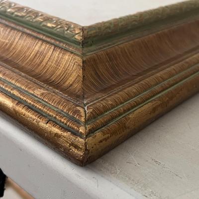 Antique Finish Gold Canvas Dark Wood & Green Solid Wood Picture Frame