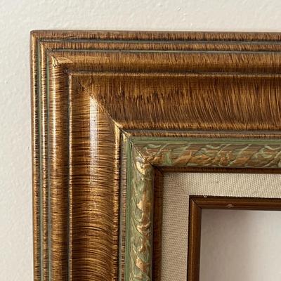 Antique Finish Gold Canvas Dark Wood & Green Solid Wood Picture Frame