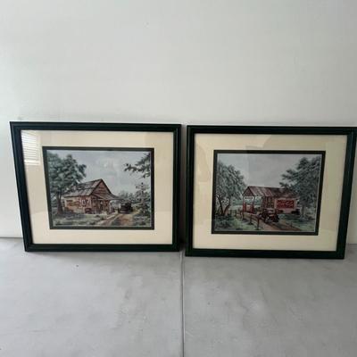 2 Coca-Cola Advertising Picture In Wooden Frame