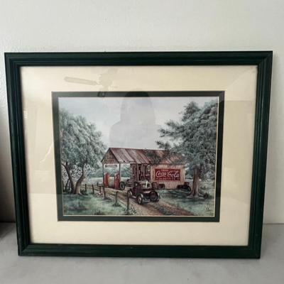 2 Coca-Cola Advertising Picture In Wooden Frame