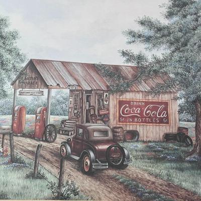 2 Coca-Cola Advertising Picture In Wooden Frame