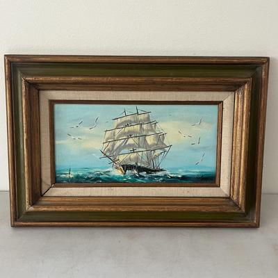 Large Sailing Ship On Rough Seas Signed By Rodgers