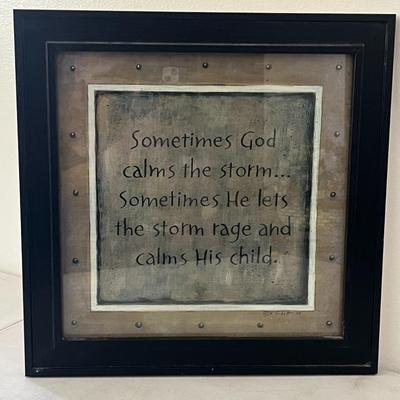 God Calms The Storm Quotes Frame Black by K.Tribett
