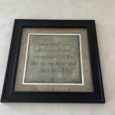 God Calms The Storm Quotes Frame Black by K.Tribett