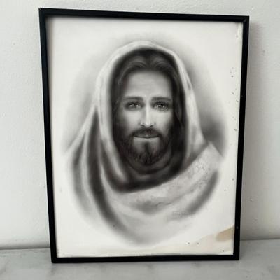 Picture of Jesus Christ Black & White Portrait Print By Traci Douglass