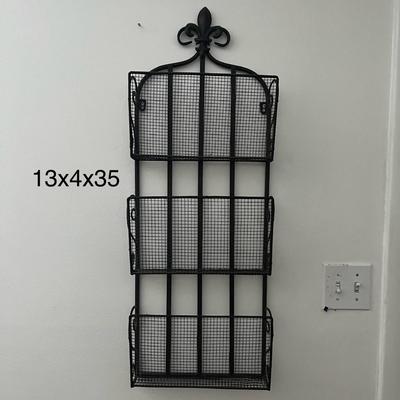 Fleur De Lis Wall Mounted Storage Organizer Black