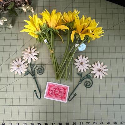 Artificial Sunflower Plant, Sunflower Bunches, 2 daisy Hooks & Embroidery Painting Home Wall Decor