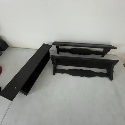 3 Black Multipurpose Wall Shelves