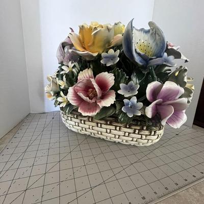 Large Floral Metal Decoration by Capodimonte Italy