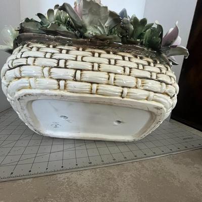 Large Floral Metal Decoration by Capodimonte Italy
