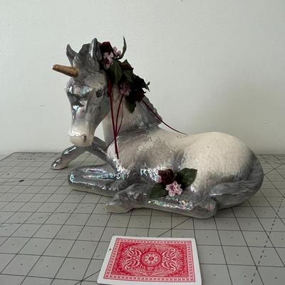 Unicorn Sculpture White With Gray