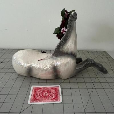 Unicorn Sculpture White With Gray