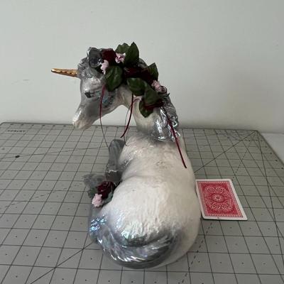 Unicorn Sculpture White With Gray