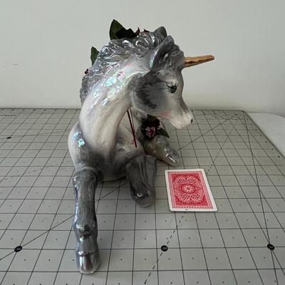 Unicorn Sculpture White With Gray