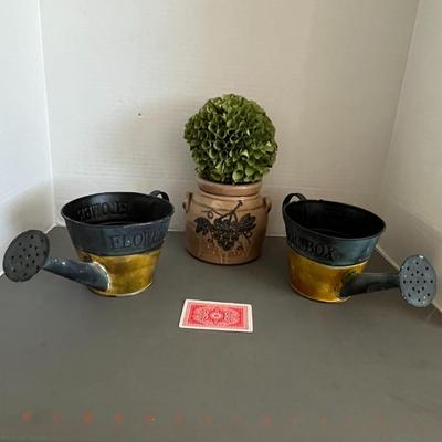 2 Water Can Planter & Flower Pot With Green Artificial Plant