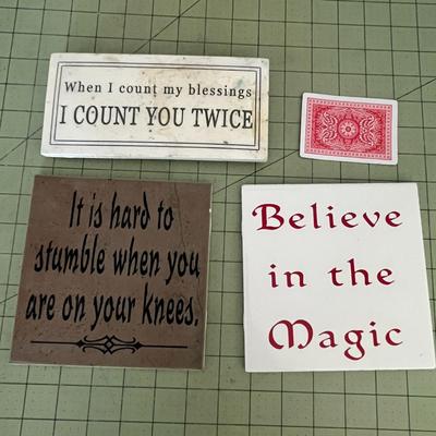 4 Multi Colored Tiles With Quotes