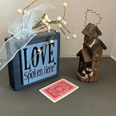 2 Figurines, Bird House & Home Decor Art