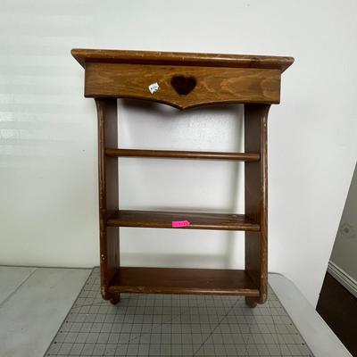Wood Wall Hanging Tiered Shelf Display Heart Cut Out Farmhouse Decor & Solid Wooden Shelf
