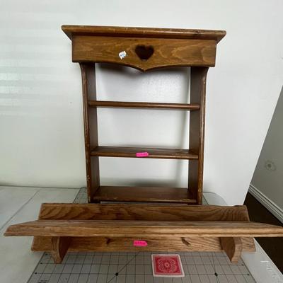 Wood Wall Hanging Tiered Shelf Display Heart Cut Out Farmhouse Decor & Solid Wooden Shelf