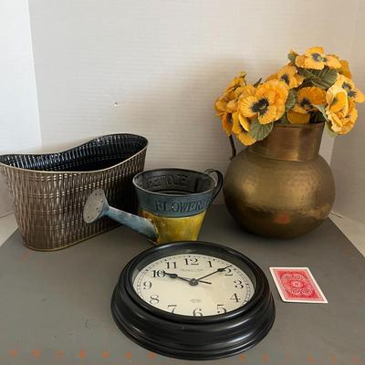 Brass Water Pot/Vase, Sterling & Noble Wall Clock, Decorative Watering Can & Storage Organizer