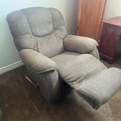 Olive Green /Tan Rocker/Recliner Sofa
